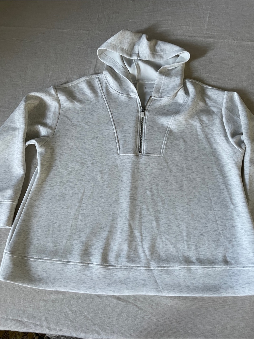 Women’s Light Heather Gray Half-Zip Hooded Sweater